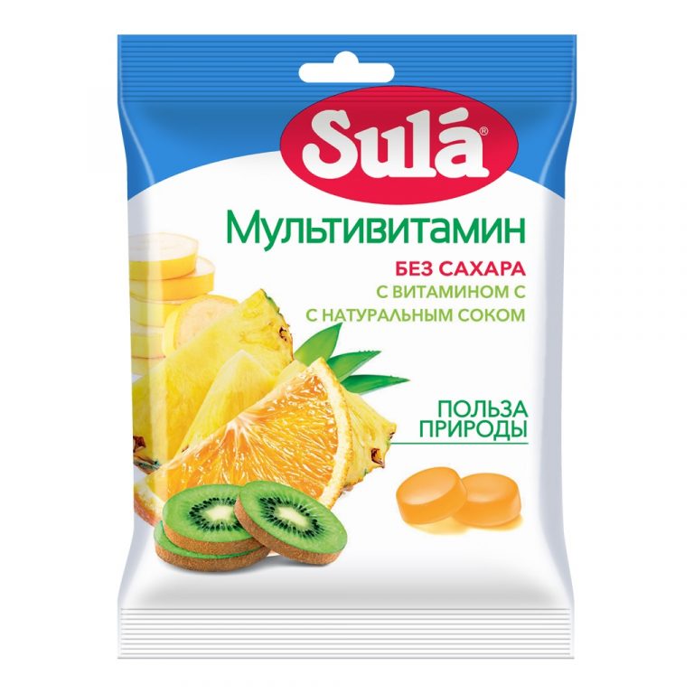 Зула карамель б сахара леденцовая Мультивитамин 60г