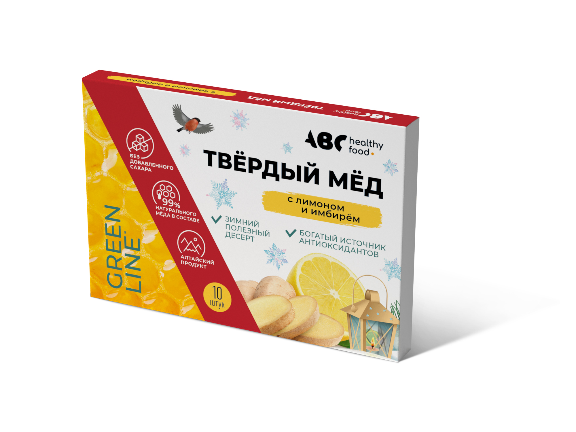 АВС хэлси фуд твердый мед имбирь лимон 30г
