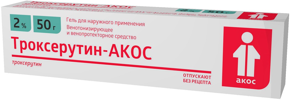 Троксерутин-АКОС гель д наруж.прим. 2% 50г