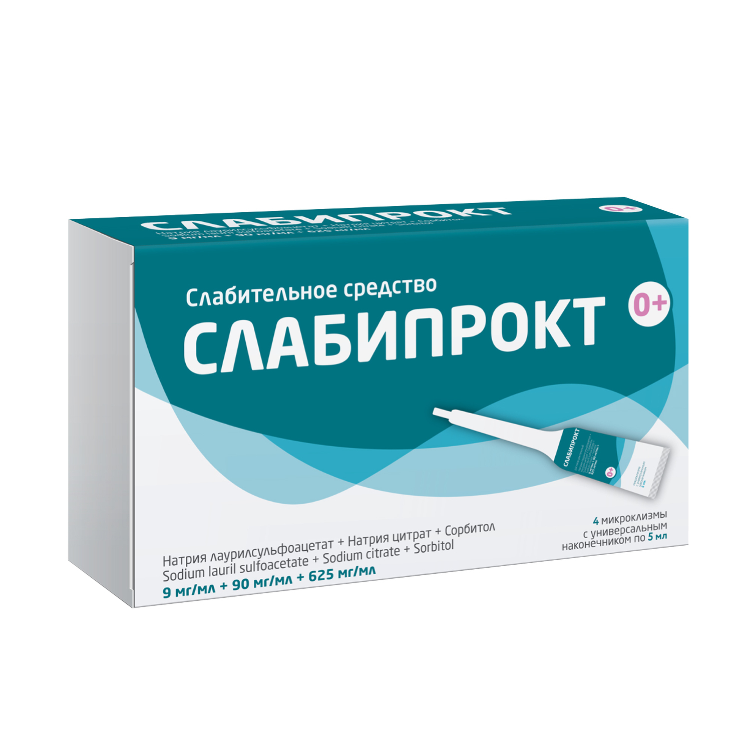 Слабипрокт микроклизма р-р ректальный 9мг мл+90мг мл+625мг мл №4