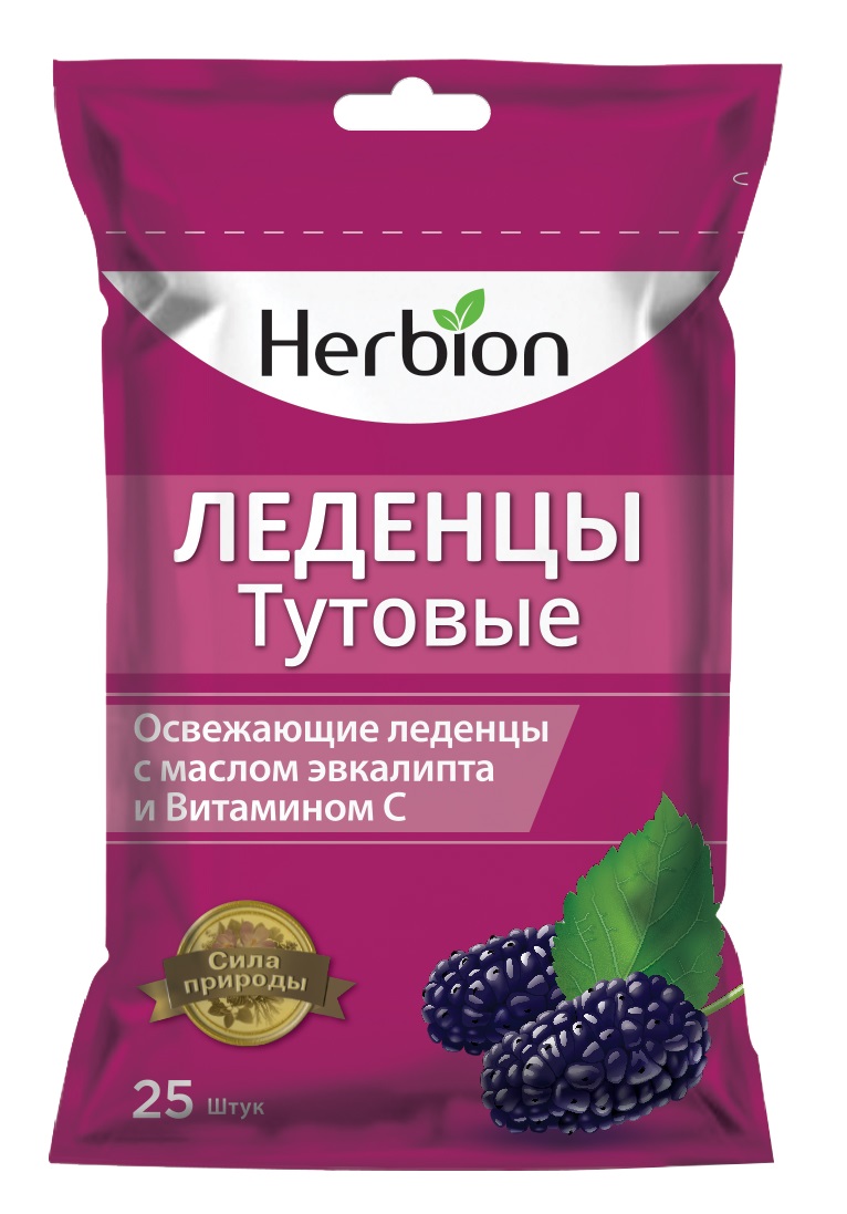 Гербион Леденцы тутовые с маслом эвкалипта и витамоном С №25