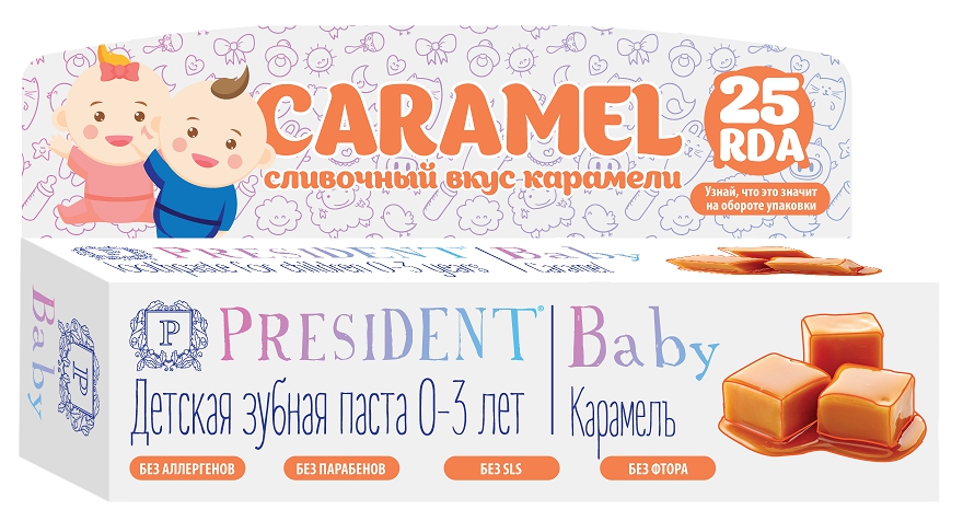 ПрезиДент паста зубная Беби от 0 до 3лет карамель без фтора 30мл
